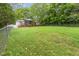 Expansive backyard featuring a well-maintained lawn, mature trees, and fenced perimeter at 5604 Groomsbridge Ct, Raleigh, NC 27612
