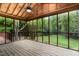 Spacious screened porch with wood ceiling and flooring, overlooking the private backyard at 5604 Groomsbridge Ct, Raleigh, NC 27612