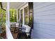Inviting front porch with rocking chairs and blue siding at 6 Landover Ct, Durham, NC 27713