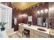 Spacious bathroom offers a vanity, tub, and unique wallpaper design at 6212 Trevor Ct, Raleigh, NC 27613