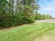 Spacious backyard featuring manicured lawn and wooded perimeter at 125 Claymore Dr, Clayton, NC 27527