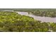 Expansive aerial view of a lush, green forest and a tranquil river winding through the landscape at 1368 Ohio Ln, Sanford, NC 27332