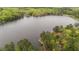 An aerial landscape of the lake, revealing the homes along the shore at 1368 Ohio Ln, Sanford, NC 27332