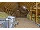 Unfinished attic space showing exposed rafters, insulation, and ductwork at 1454 Spring Pond Rd, Nashville, NC 27856