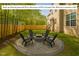 Cozy backyard featuring a circular patio with a fire pit and fence, perfect for outdoor entertaining at 1602 Eagle Lodge Ln, Durham, NC 27703