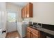 Functional laundry room features a washer/dryer, storage cabinets, and a utility sink for added convenience at 1602 Eagle Lodge Ln, Durham, NC 27703