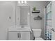 Bathroom featuring a single sink vanity and framed mirror at 1911 Firenza Dr, Apex, NC 27502