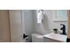 This bathroom features a vanity, toilet, and towel rack, providing essential amenities in a compact space at 220 Elizabeth St # A-17, Chapel Hill, NC 27514