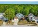 Stunning aerial view of a beautiful two-story home with a two-car garage and lovely landscaping at 249 Mill Creek Dr, Clayton, NC 27527