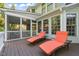 Outdoor deck area perfect for relaxing with lounge chairs and views of the landscaped backyard at 314 Hogan Woods Cir, Chapel Hill, NC 27516