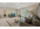 Spacious living room featuring a comfortable sofa, large windows, and modern decor at 314 Hogan Woods Cir, Chapel Hill, NC 27516