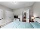 Neutral bedroom with carpeted floors and a double door closet at 318 Natchez Trace, Fuquay Varina, NC 27526