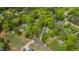 An aerial shot reveals the property's neighborhood nestled within a lush, green environment at 3428 Hardwood Dr, Apex, NC 27539