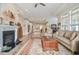 Spacious living room featuring hardwood floors and fireplace at 37 Blue Spruce Cir, Clayton, NC 27527