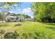 Expansive backyard showing a well-manicured lawn and mature trees, great for outdoor activities at 3713 Arrowwood Dr, Raleigh, NC 27604