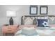 Well-lit bedroom showcasing a cozy bed with a sports-themed pillow and stylish decor at 487 Lochalsh Dr, Gibsonville, NC 27249