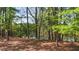 Scenic lake view with towering trees in a lush backyard setting at 50 Gill Ln, Fuquay Varina, NC 27526