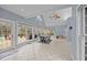 Open dining room with floor-to-ceiling windows and access to the deck at 555 Canterwood Dr, Mebane, NC 27302