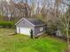 View of the detached garage/outbuilding and well maintained backyard at 555 Canterwood Dr, Mebane, NC 27302