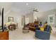Open living room featuring comfortable seating with side table and great natural light at 7709 Oakmont Pl, Raleigh, NC 27615