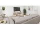 Spacious living room featuring stylish furniture, neutral tones, and large windows at 813 Fireship Rd, Fuquay Varina, NC 27526