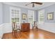 Bright office space with hardwood floors, wainscoting, and three large windows allowing for great natural light at 88 Eltham, Rocky Mount, NC 27804
