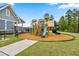 The community playground has a variety of play equipment, including slides and climbing structures, for children to enjoy at 1018 Sweet Cream Ct, Durham, NC 27703