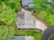 Aerial view of home highlighting mature landscaping and well-maintained roof at 102 Windrock Lane, Cary, NC 27518