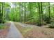 Wooded pathway, ideal for walks, offering privacy and a connection to nature at 102 Windrock Lane, Cary, NC 27518
