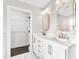 Gorgeous bathroom with marble floors and double sink at 105 Blooms Way, Kenly, NC 27542