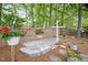 Landscaped backyard with a stone paver patio, perfect for outdoor entertaining at 1208 Lexington Farm Rd, Apex, NC 27502