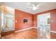 Inviting living room featuring hardwood floors and access to the kitchen area at 1208 Lexington Farm Rd, Apex, NC 27502