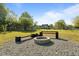 Backyard showcasing firepit and lounge area with view of the house at 1329 Mebane St, Burlington, NC 27217