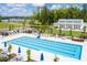 Stunning community pool with ample seating, lush greenery, and a clubhouse, perfect for relaxation at 139 Callowhill Ln, Durham, NC 27713