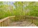 Wood deck overlooking a green forest with wooden railings at 140 Cedar Elm Rd, Durham, NC 27713