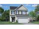 Charming two-story home featuring gray siding, a black shingled roof and well-manicured landscaping at 144 Global Ave, Fuquay Varina, NC 27526