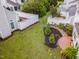 Aerial view of the backyard and the white fence separating this yard from the neighboring property at 201 Lakewater Dr, Cary, NC 27511