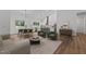 Open living space showcasing wood floors, modern lighting, and a seamless flow to the kitchen at 251 Sequoia Dr, Louisburg, NC 27549