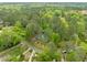 Overhead view of a home nestled among mature trees in a quiet neighborhood setting at 2805 Chelsea Cir, Durham, NC 27707