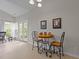 Cozy breakfast nook with a small, round table and wrought iron chairs near bright windows at 292 Joshua Glen Ln, Cary, NC 27519