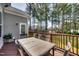 Outdoor dining area on the wood deck, perfect for enjoying meals with a view of the wooded backyard at 3037 Freeman Farm Way, Rolesville, NC 27571