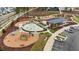 Aerial view of community playground with a water park and picnic area at 33 Highpointe Dr, Pittsboro, NC 27312