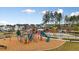 Community playground in a neighborhood featuring climbing structures, slides, and benches at 33 Highpointe Dr, Pittsboro, NC 27312