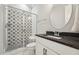 Modern bathroom featuring decorative tiled shower with a built-in bench at 3545 Donlin Dr, Wake Forest, NC 27587