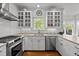 Modern kitchen featuring white cabinets, stainless steel appliances, and ample counter space, creating a chef's dream at 3612 Darwin Rd, Durham, NC 27707