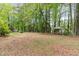 Expansive backyard with mature trees and a covered shelter, offering a serene outdoor space at 408 Madison Ave, Cary, NC 27513
