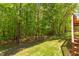 Lush backyard featuring mature trees and grass at 413 Palafox Dr, Chapel Hill, NC 27516
