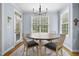 Charming breakfast nook bathed in natural light, featuring a round table and comfortable seating with backyard views at 429 Gambit Cir, Wake Forest, NC 27587