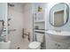 Cozy bathroom features a walk-in shower with seat and a modern sink at 5315 Oakbrook Dr, Durham, NC 27713