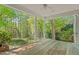 Wide angle view of the outdoor deck featuring wood floors, railings, and a wooded view at 605 Glen Eden Dr, Raleigh, NC 27612